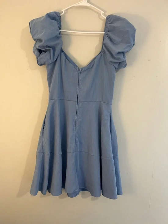 Trixxi Light Blue Puff Sleeve Midi Dress - Picture 3 of 5